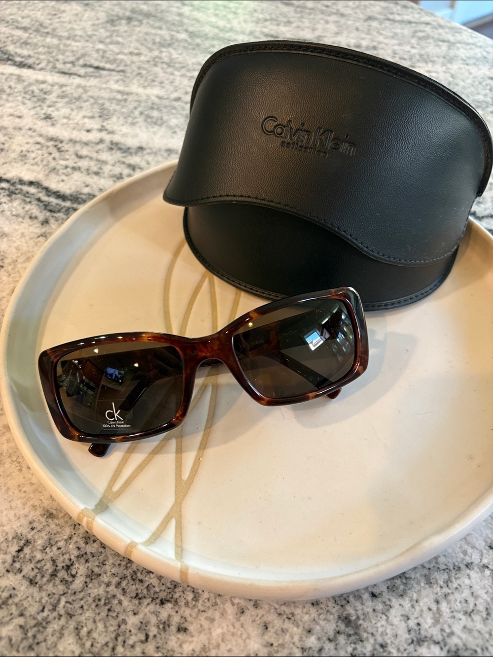 Calvin Klein rectangle tortoiseshell sunglasses